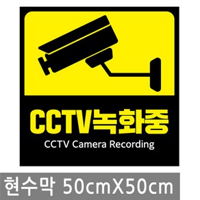 CCTV 녹화중 안내 현수막 50X50cm 경고 외부 차량 마감 큐방 벽 배너 문 매장 창문 표지판 안내판 행사 건물, BN013.선택 - CCTV녹화중 50X50cm