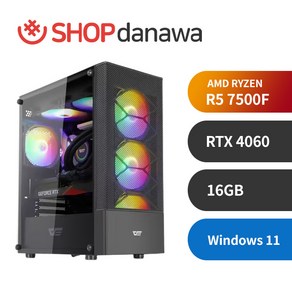 샵다나와 게임용 조립PC [AMD R5-7500F/RTX4060/16GB] CPPB5001, WIN11 Home, 500GB, 16GB, 블랙