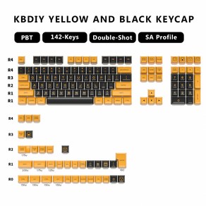 블루투스키보드 KBDiy SA 프로파일 GMK 활 키캡 세트 더블 샷 화이트 MX 스위치용 기계식 키보드용 커스텀 ISO PBT 161 키/세트, [09] Black and Yellow