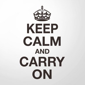 영어 명언스티커 KEEP CALM AND CARRY ON 레터링스티커, 흰색