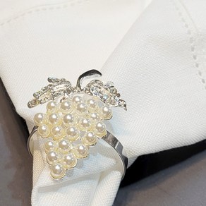 웨딩포 실버 냅킨링 화이트 그레이프 Silve Napkin Ring White Gape, 1개