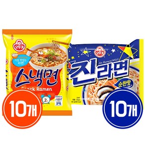 오뚜기 스낵면 20개 + 진라면 순한맛 20개 1개, 40개