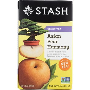 Asian Pea Hamony GeenTea Stash Tea 18 Bag 아시안 배 하모니 그린티 스태쉬티 18봉지, 127.01g, 1개