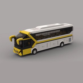 MOC Coach Bus Hige KLQ6122 버스 자동차 모형 500PCS+ 키덜트 호환 나노 블록 꿈꾸는다락방, 화이트, 1개