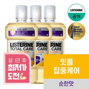 NEW 리스테린 토탈케어 검케어 마일드 구강청결제, 3개, 1L