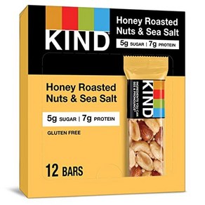 KIND Bas Honey Roasted Nuts & Sea Salt Gluten F KIND 바 허니 로스티드 견과류 & 바다 소금 글루튼 프리 저 지수 1.4온스, 39g, 1개