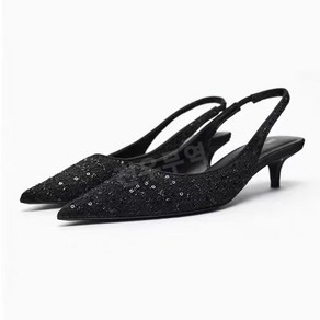 ZARA 자라 여성화 블랙 비즈뮬러힐 샌들
