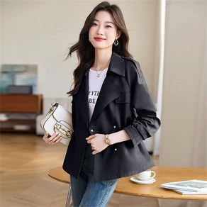 besteffie 여성 트렌치 코트 심플한 디자인의 여성 봄 가을 코튼 혼방 트렌치 숏 자켓 E28