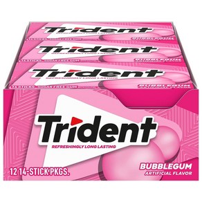 무설탕껌 Trident 트라이던트 버블검 무설탕 껌 14개 12팩(총 168개) 14개(12팩)