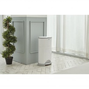 [매직캔] 기저귀휴지통 타원형 쓰레기통 M220NSW 9L 속뚜껑 탈부착 화장실 휴지통 쓰레기통