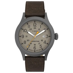 Timex 익스페디션 스카우트 남성용 손목시계 40mm 블랙 가죽/나일론 스트랩 (TW4B14200), 브라운/탠/건메탈