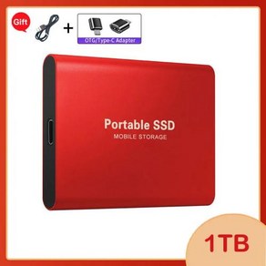 SSD외장하드 1TB USB 3.0 인터페이스 고속 오리지널 하드디스크 노트북 데스크탑 스토리지 장치, 레드