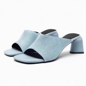 ZARA 자라 데님 스퀘어 일자 슬리퍼 통굽 샌들녀