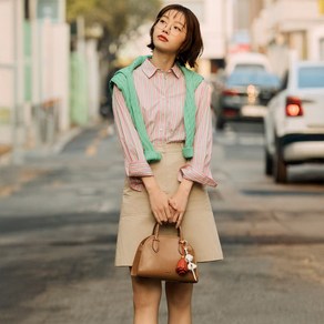 [빈폴ACC](BE52D3M08C)리프 라운드 스몰 토트백 - 브릭