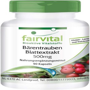 Faivital Uva Usi 베어베리잎 추출물 500mg 90캡슐, 1개