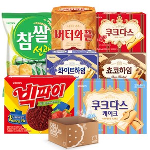 [냠냠상회] 참쌀선과+쵸코하임+쿠크다스+빅파이+버터와플+쿠크다스케이크 크라운7종 과자세트