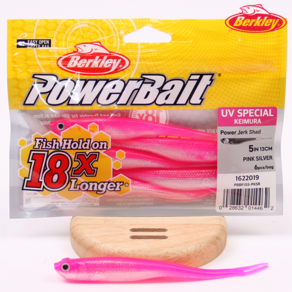 버클리 파워 저크쉐드 UV 듀얼컬러 5인치 광어다운샷 대광어 웜, 1개, 10g, PKSR 핑크실버