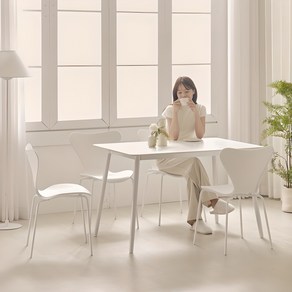 보니애가구 루니 포세린 세라믹 식탁의자세트 1200 4인용 방문설치, 화이트, 일반의자 4