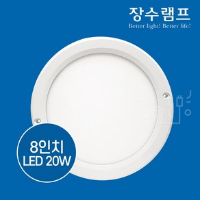 우리조명 장수램프 LED 8인치 엣지 원형 직부등 20W 주광색, 1개