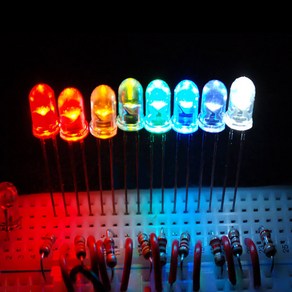 아두이노 5mm LED 고휘도 6 컬러 투명 LED 발광다이오드 - 10개 묶음 0.1%의 비밀, 적색