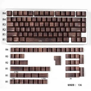 체리 MX 기계식 키보드용 나무 질감 키캡 프로필 5 면 염료 승화 PBT 측면 인쇄 백라이트 136 키, [01] Walnut wood-136keys