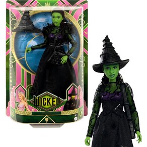 Mattel Univesal Wicked Elphaba 패션 인형 및 액세서리 그린 스킨 브레이드 블랙 헤어 포즈 가능성 및 탈착식 볼룸 룩, Mattel Univesal Wicked Elphab