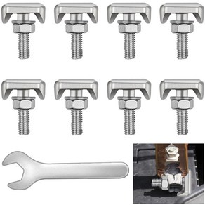 8개 배터리 케이블 T 볼트 금속 M6 자동차 배터리 극 단자 부착 나사 배터리 단자 볼트 키트 자동차 해상 보트 용 은색 자동차 배터리 T 볼트 (스패너 포함)