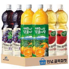 [안녕골목마켓] 자연은 포도 사과 제주사랑 감귤사랑 1.5L 음료수 세트 각 2개씩, 1세트, 9L