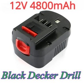 충전식 공구 배터리 블랙 앤 데커 A12 Fsb12 Hp12k 리튬 이온 교체 Di 6800mah, 1개, 01 BD 4800mAh 1pcs