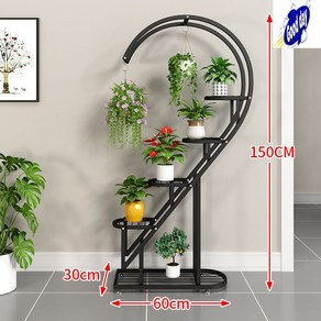거실화분정리대 받침대 철제프레임 발코니 거치대 진열대 엔틱 꽃, 블랙(싱글) 하트 업그레이드