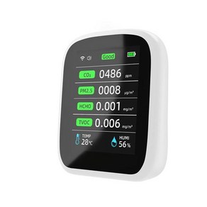 측정기 공기질 이산화탄소 미세먼지 실내 8 in 1 다기능 감지기 CO2 TVOC HCHO PM2.5 PM1.0 PM10 테스터 온도 와이파이 앱 온라인 모니터링, 1)8 in 1
