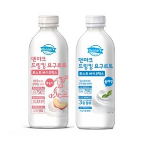 덴마크 드링킹요구르트 750mL 복숭아4+플레인4/총8개/대용량/냉장무배