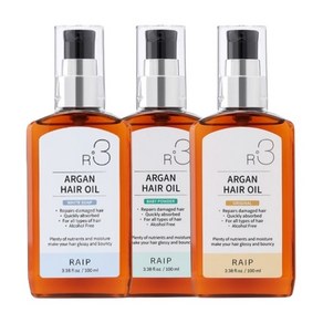 라입 R3 아르간 헤어 오일 오리지널+베이비파우더+화이트솝, 3개, 100ml