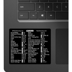 TECHUCOMP 키보드 단축키 스티커 fo Windows 11 and 10 Taining Aid 치트 시트 검은색 비닐 적층 노 잔류 접착제 대략 3.5 Wx2.95H, SMALL: (3