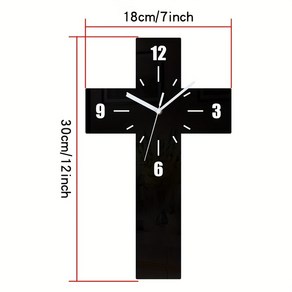 크리에이티브 십자가 시계 십자가 벽 장식 펜던트 무소음 시계 틱톡 소리 없음. 집 장식 벽 장식 방 장식 집 액세서리 방 장식에 적합함, 01 검은색
