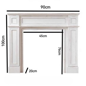 북유럽 프렌치 엔틱 벽난로 콘솔 현관 복도장 장식품 90x20x100cm 빈티지 화이트