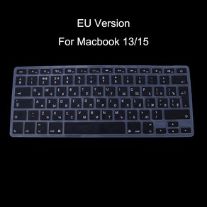 EU EURO US 버전 RUS 러시아 키보드 커버 MacBook Ai Po Retina 13 15, 검은색, 1개