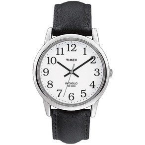 손목시계 Timex 타이맥스 타임맥스 Easy Reade 남성용 가죽 손목시계 Coe Reade 블랙/실버 톤/화이트