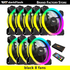 Dakflash DR11 RGB 선풍기 Ventoinha PC 컨트롤러 컴퓨터 케이스 키트 6 핀 워터 쿨러 CPU 냉각 팬 Agb 환풍기 120mm, 9) 8fans and contolle - A-RG, 7) DR11 8 IN 1 - ARGB - Black, 1개