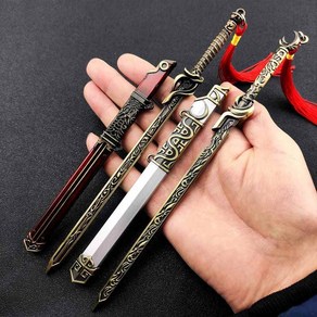 검 삼국지 무기 미니 미니어처 칼 피규어 월왕구천검[풀메탈]22cm, 고대 [잔홍검+파월검] 22cm 풀 메탈, 칼꽂이