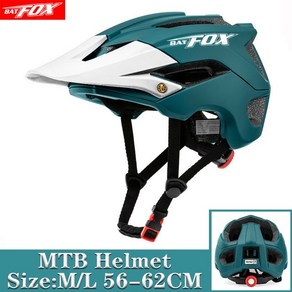 BATFOX MTB 자전거 헬멧 casco bicicleta mtb 헬멧 사이클링 남성용 일체형 대형 브림 산악 자전거 자전거 헬멧, 5002-블루 화이트, 1개