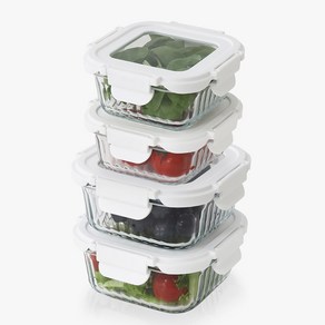 네오플램 글라스캡 내열유리 반찬통 밀폐용기세트 혼합4p320ml 2p 520ml 2p, 1세트, 혼합4P세트