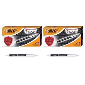 BIC 빅 라운드 스틱 볼펜 블랙 1.0mm 24개 Pevaguad Retactable Ballpoint Pen