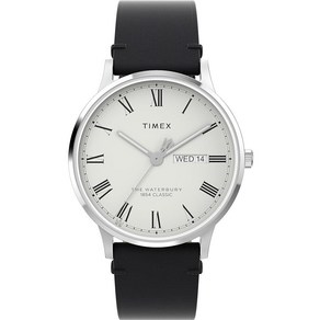 타이맥스 남성용 Watebuy 트래디셔널 40mm 시계 블랙화이트스테인리스 스틸 워터버리 클래식