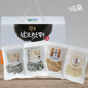 남도맛해 [완도] 바다속싱싱 3호(대멸치200g+중멸치150g+황태채150g+진미채200g)건어물 멸치 선물세트 명절/추석/설, 1세트