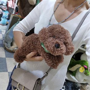 리얼 뽀글이 푸들 인형 개 강아지 애착인형, 1개, 1. 작은 커피(28cm), 표기사이즈(입자포함)