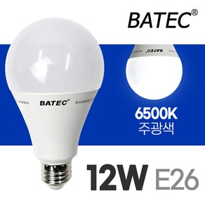 바텍 컨버터 LED 볼전구 12W E26 (내장형 LED전구 램프 볼전구 조명), 주광색, 건식 12W 220V 60Hz E26 주광색 컨버터내장형 LED램프, 1개