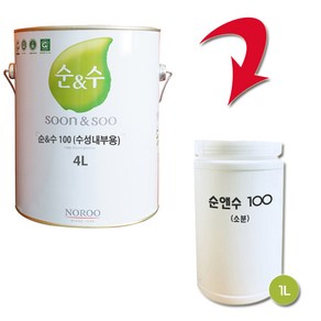 노루페인트 순앤수 100 친환경 내부용 수성페인트 1L 무광, 1개, 연두5