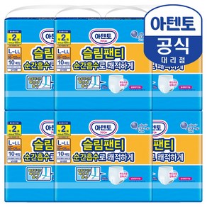 (공식) 아텐토 슬림팬티(2회흡수) 대형 (10매)X6팩, 6개, 10개입