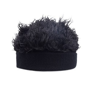 빈티지 Docke Beanie 모자 인공 머리 가발 남성 여성을위한 짧은 Skullcap 니트, C